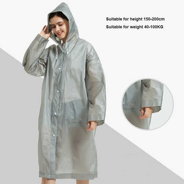 Unisex Waterproof Rain Reusable Raincoat with Elastic Cuff (Pack of 2)